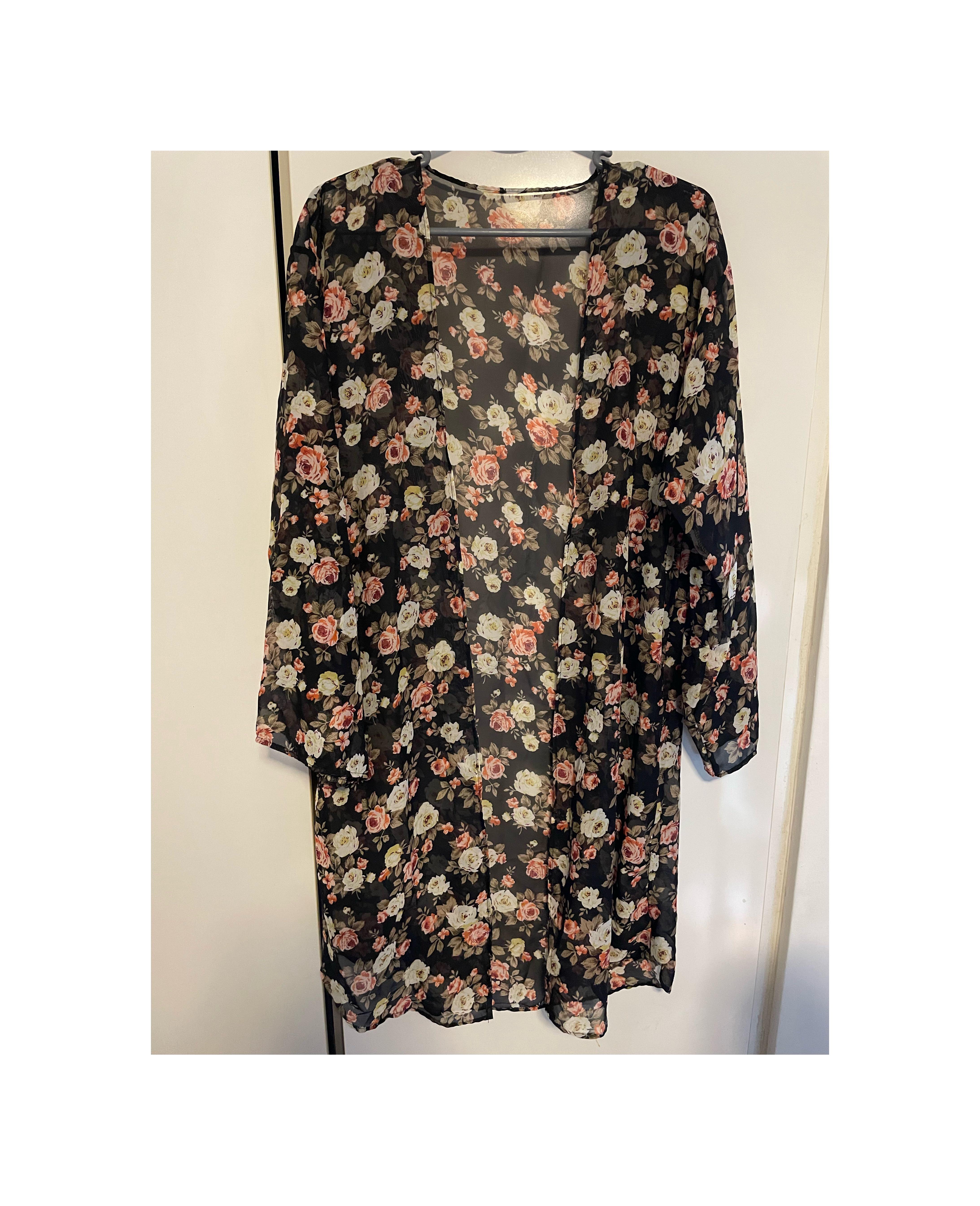 Long sheer floral cardigan online