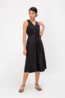 Love & Bravery LAB Niccy Pleated Black Trapeze Dress w Sash