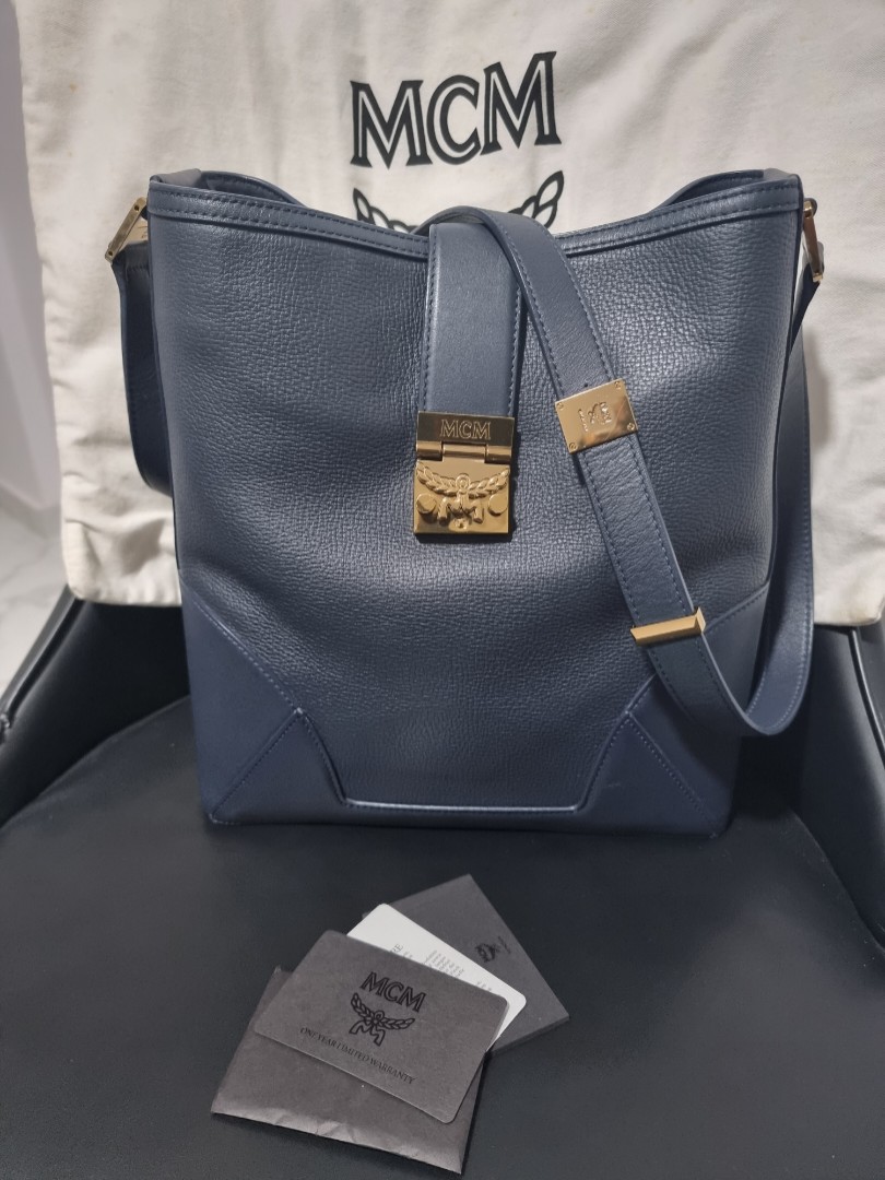 Navy blue on sale mcm bag