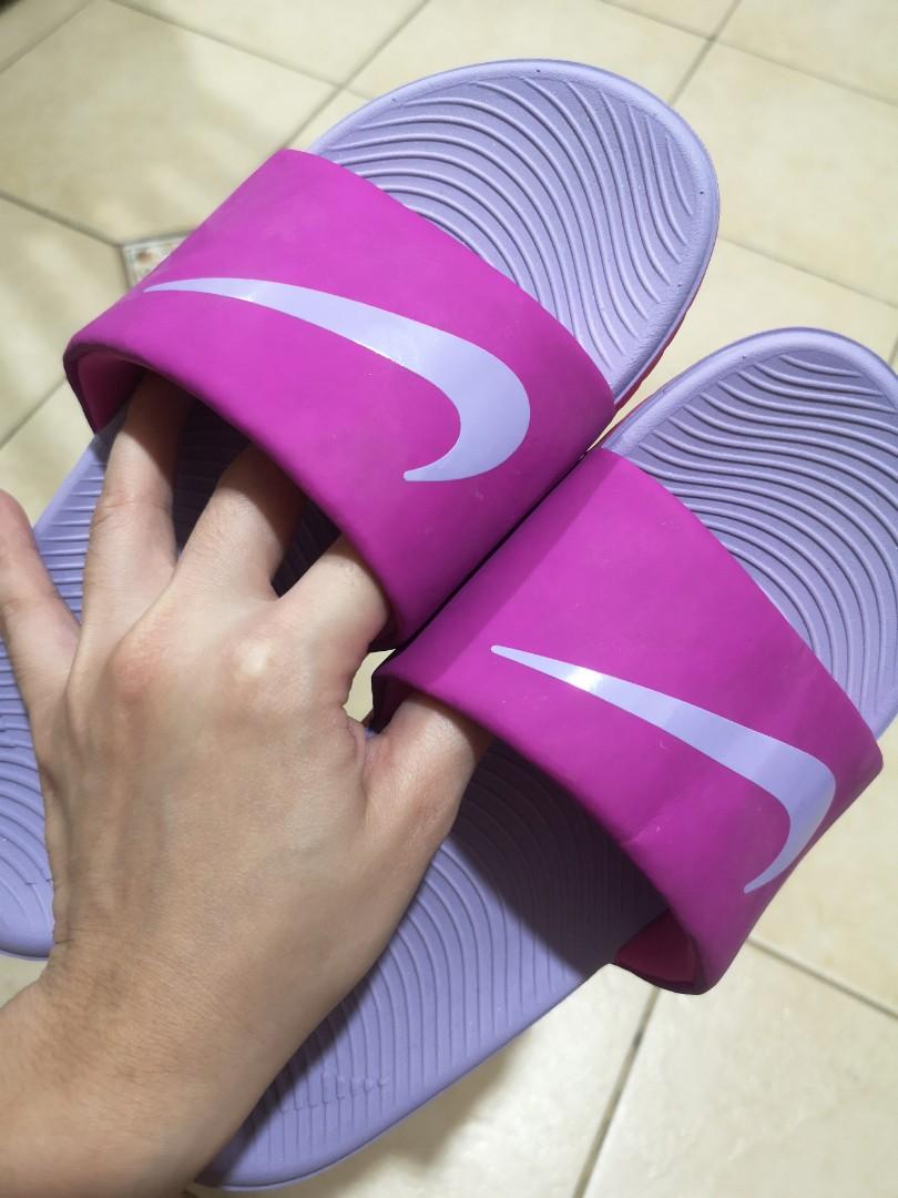 purple nike slides