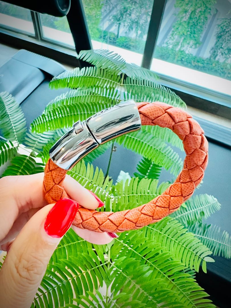 Prada braided hotsell leather bracelet