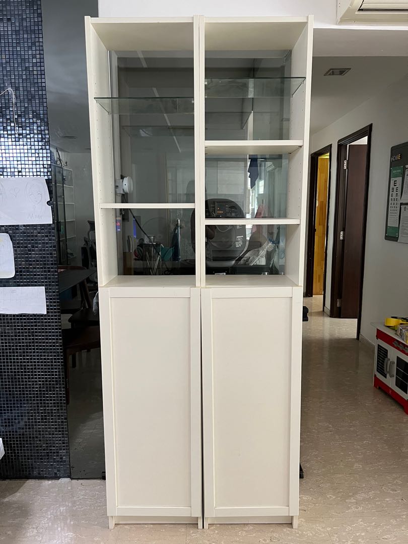 Two slim ikea bookcases with doors, Furniture & Home Living, Furniture