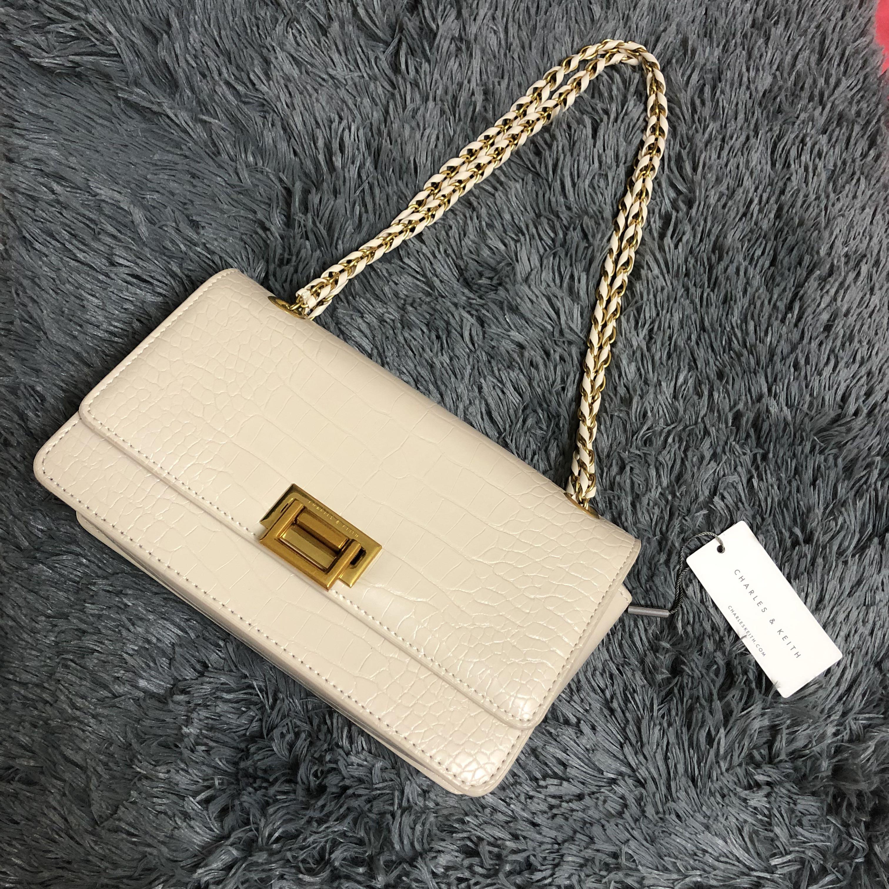 Charles and keith croc effect sale clutch