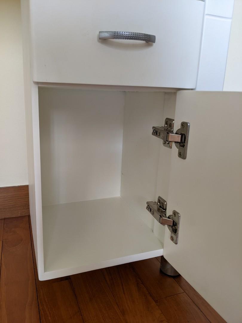 Small desk (Category: Other Home Furniture) located in Singapore. Submitted by dliu22 (Listing ID 1136867236, Image 3). Description: Barely used small desk with rounded ends. Sturdy build, contemporary look. Drawers open and close smoothly. Width: 84cm x Depth: 38cm x Height: 76cm..
