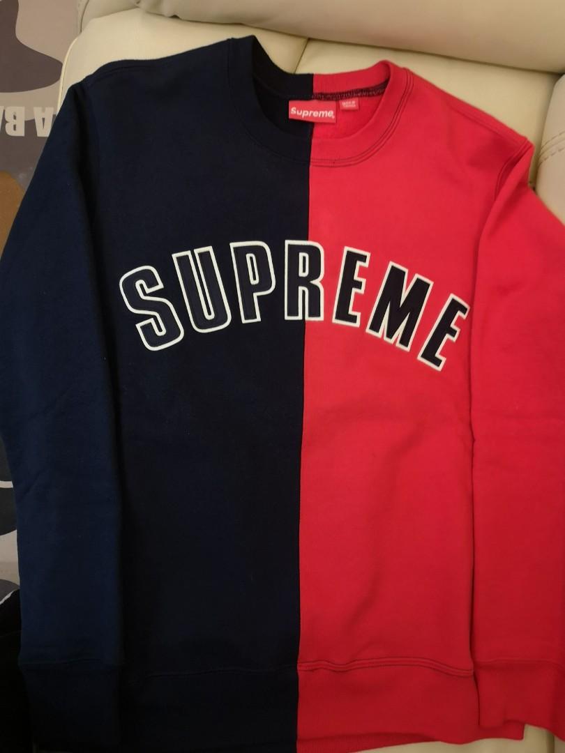 Supreme split crewneck red navy S size