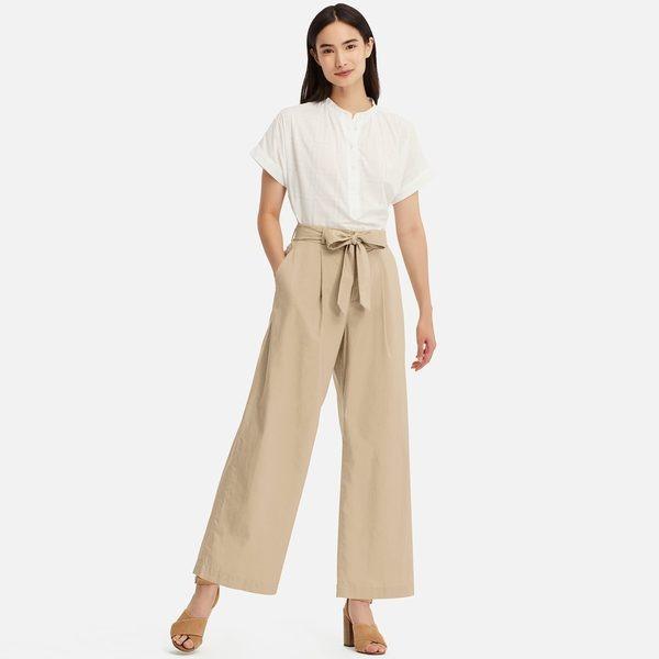 Uniqlo Belted Linen Cotton Wide Pants