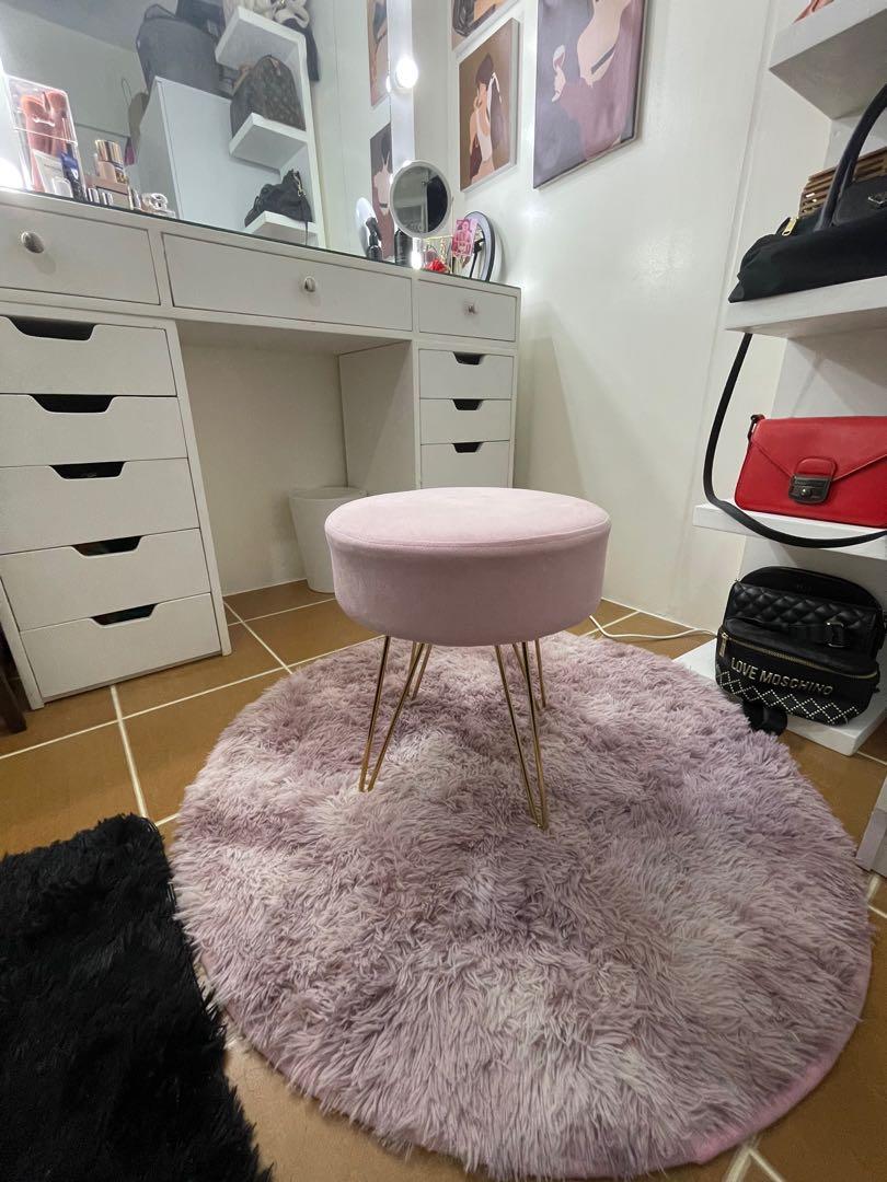 Vanity stool blush pink Furniture Home Living Furniture