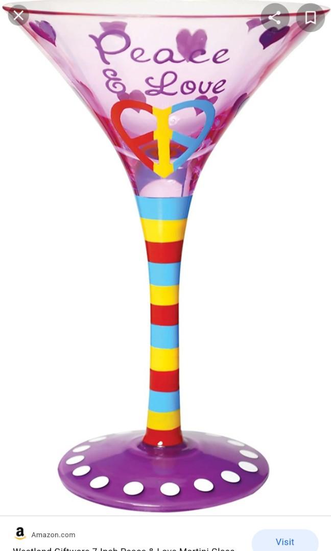 Westland Giftware 7- inc Martini Glass (Category: Other Kitchenware & Tableware) located in Mabalacat. Submitted by reallygraceful (Listing ID 1136866475, Image 1). Description: Westland Giftware Martini Glass 💜Martini Glass 💜Clear Glass with the Painted Details 💜So cute ❌NO LOW-BALLING ❌.
