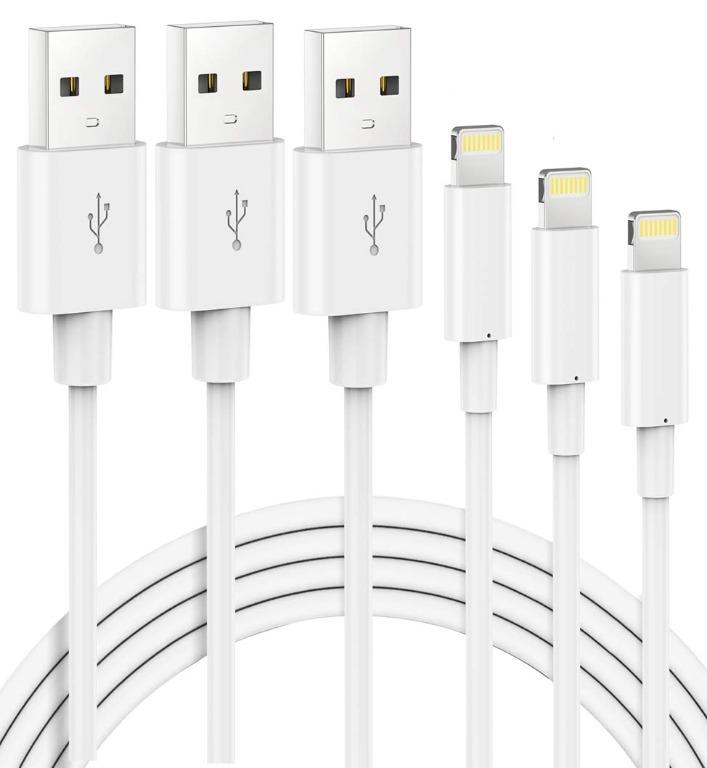 Lightning Cable MFi Certified iPhone Charger 3Pack 3ft Durable Lightning to USB A Charging Cable Cord for iPhone 11 Xs Max XR X 8 Plus 7 Plus 6S 6 Plus SE 2020 5S iPad Pro iPod Airpods White 