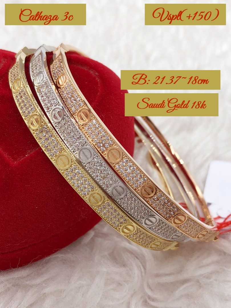 18k Saudi Gold Bangle Cathaza Cartier Women s Fashion Jewelry Organizers Bracelets on Carousell