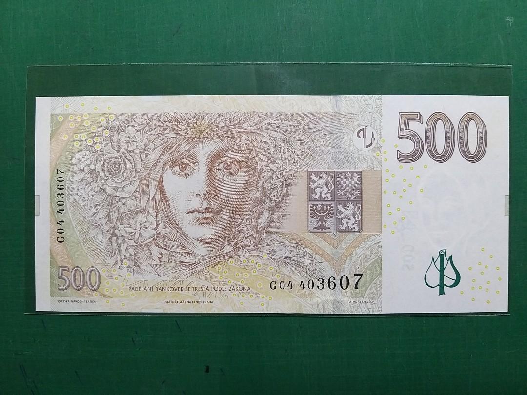 2009年(歐洲)捷克500克朗G04版403607紙幣全新直版UNC級, 興趣及遊戲, 收藏品及紀念品, 錢幣- Carousell