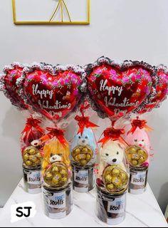 4in1 Gift Ideas Bear, Heart Chocolate & Big Rolls Free Heart Balloon