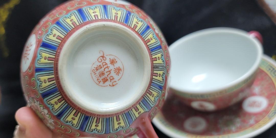 60-70年代萬壽無疆杯一對（華泰景德鎮協作款，無損，非常少見款式