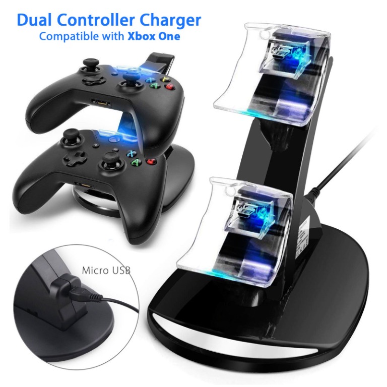71E Controller Charger Station Compatible with Xbox One / Xbox One S Controller, Dual Controller Fast Charging Station Dock Stand with LED Charging Indicators, Video Gaming, Gaming Accessories, Cables Chargers on 71E Controller Charger Station Compatible with Xbox One / Xbox One S Controller, Dual Controller Fast Charging Station Dock Stand with LED Charging Indicators, Video Gaming, Gaming Accessories, Cables Chargers on