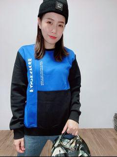 🔥精品絲光棉撞色拼接大學踢🔥 上衣 大學踢 藍色 拼接 絲光棉 精品絲光棉 撞色