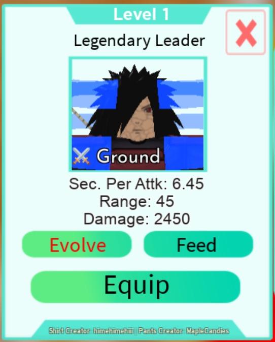 Buy Item ALL STAR TOWER DEFENSE [ASTD], LEGENDARY LEADER (MADARA) MAX LVL  175 Roblox 1907532