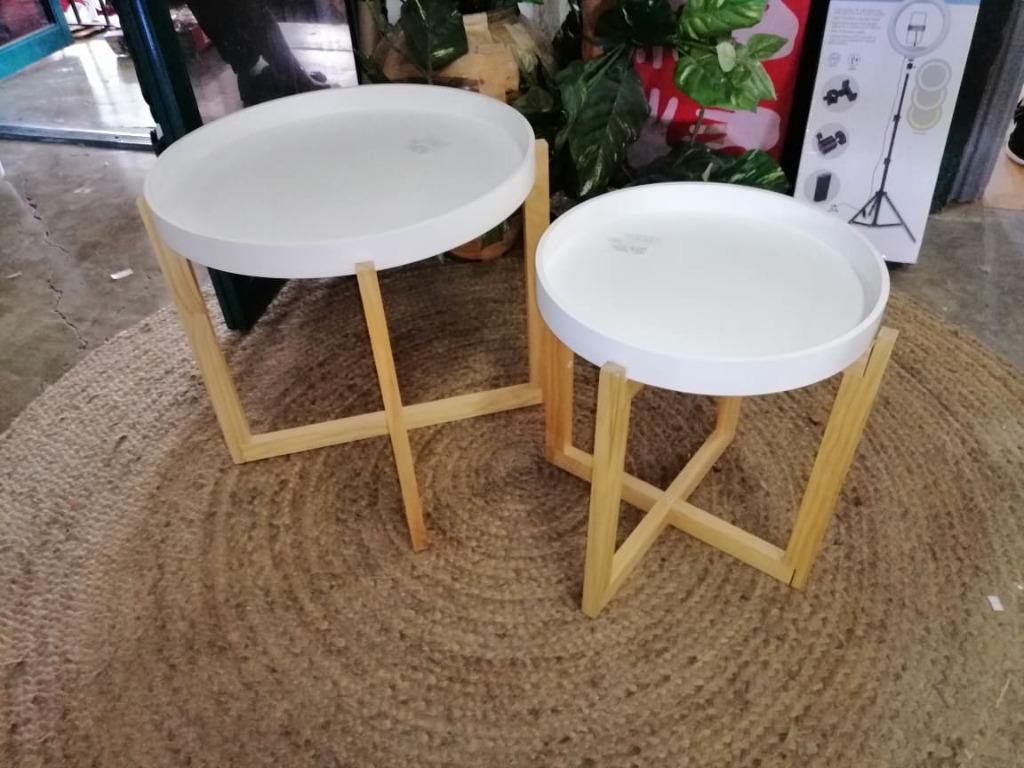 Anko Round Center Table Wood Set of 2, Furniture & Home Living ...