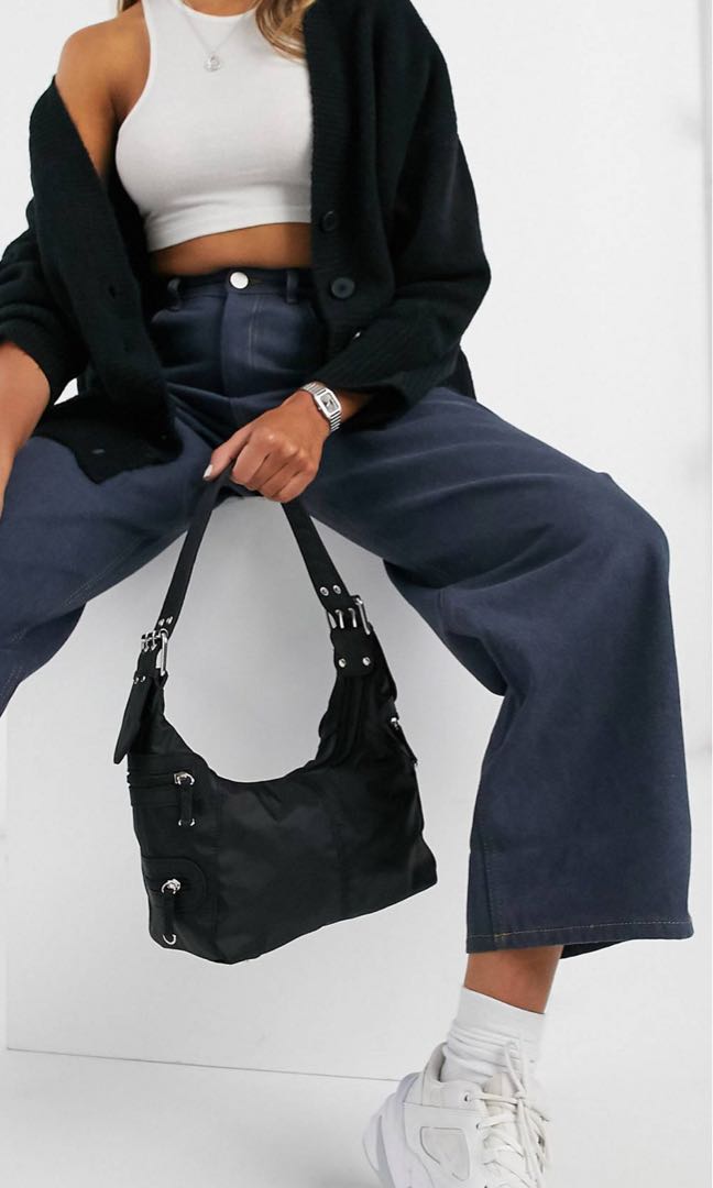 ASOS DESIGN 90s utility shoulder bag in black, Women's Fashion, Bags