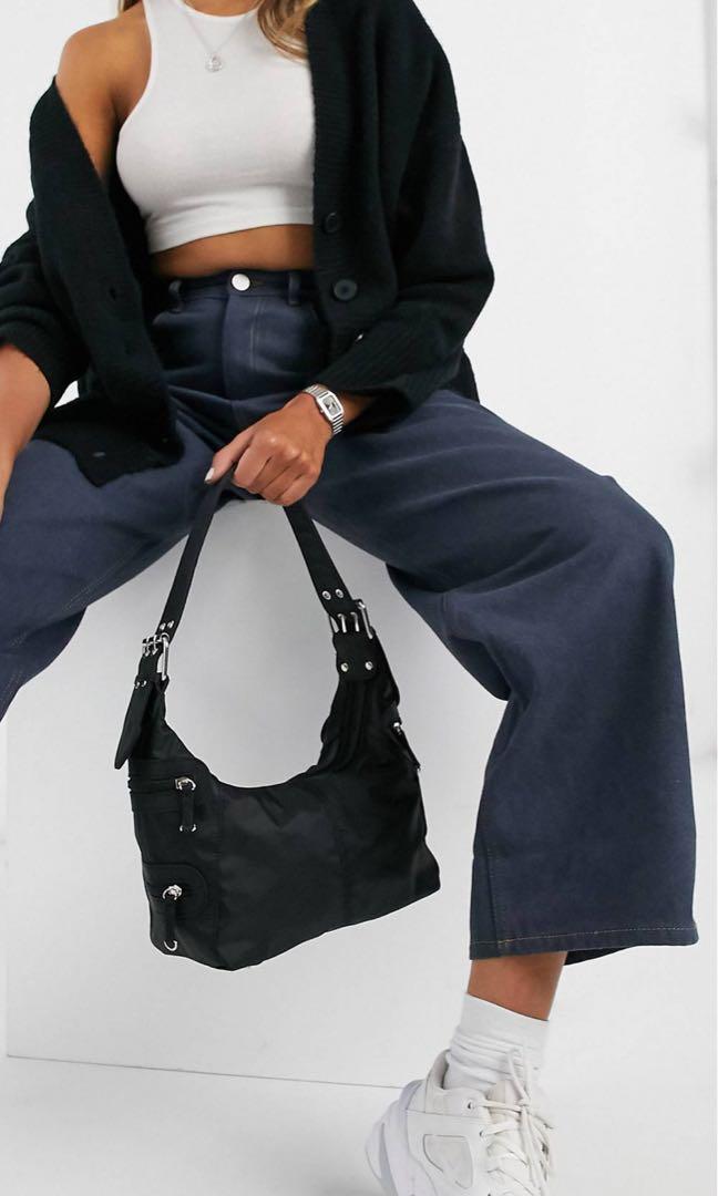 ASOS DESIGN 90s utility shoulder bag in black, Women's Fashion