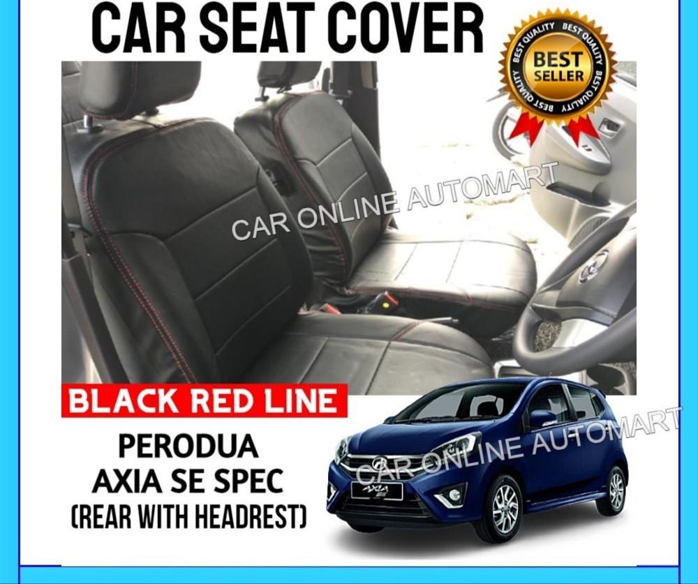 Axia SE Car Seat Cover Sarung Kusye Black Red Line Cushion Cover Auto Accessories on Carousell
