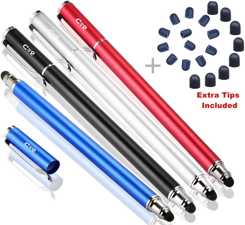 Black/Silver with 4 Replaceable Disc Tips & 4 Replaceable Mesh Tips Fine Point Disc Tip & Mesh Tip 2in1 Series aibow Capacitive Stylus Pens for iPad iPhone and Other Touch Screens 