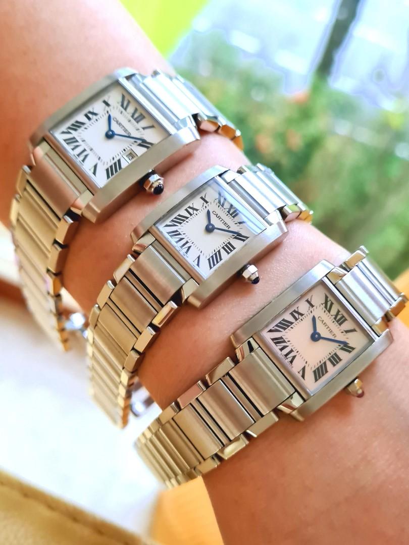 Cartier Tank Francaise Ladies Steel Quartz White Dial w Date Mid White Dial Small Pink Mother of Pearl Small