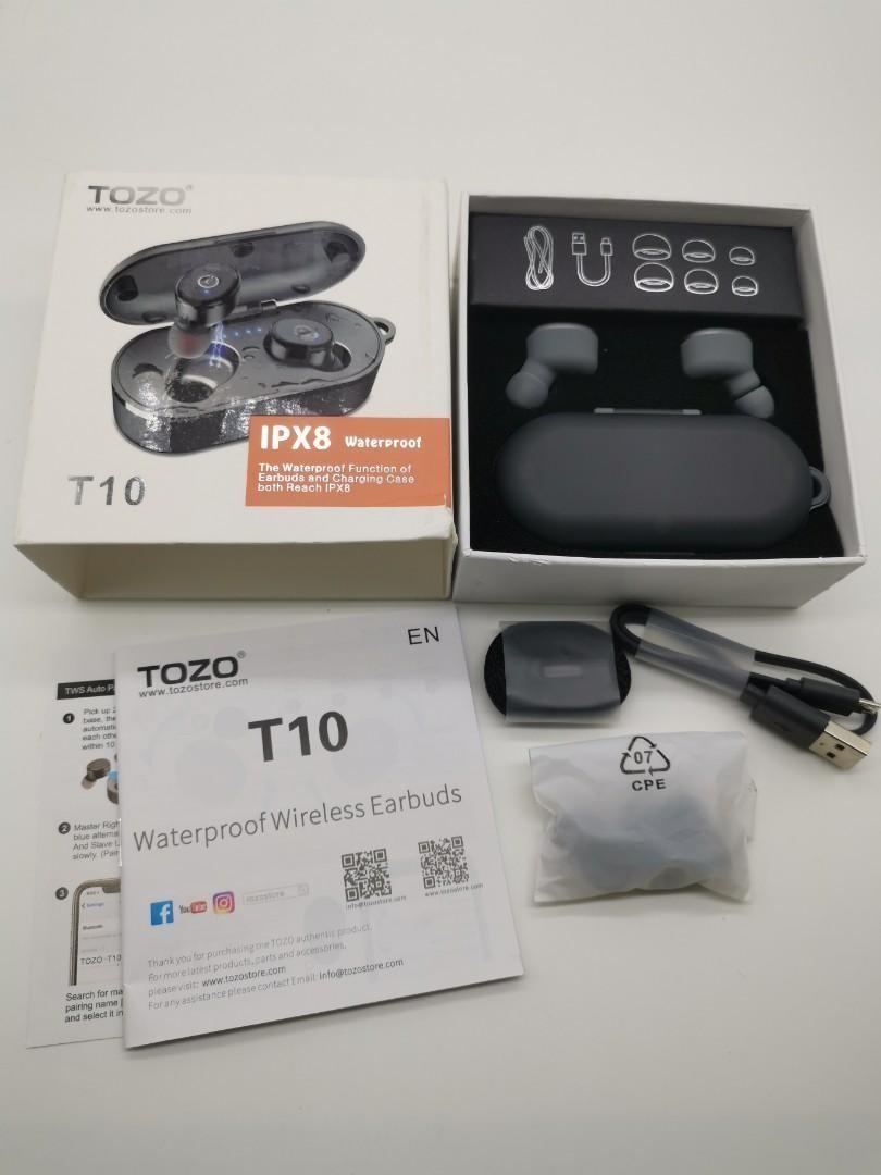 TOZO T10 True Wireless Earbuds in-Ear Bluetooth Headphones Stereo Calls  Touch Control IPX8 Waterproof Bluetooth5.3 - Blue (Charging Case Included)  