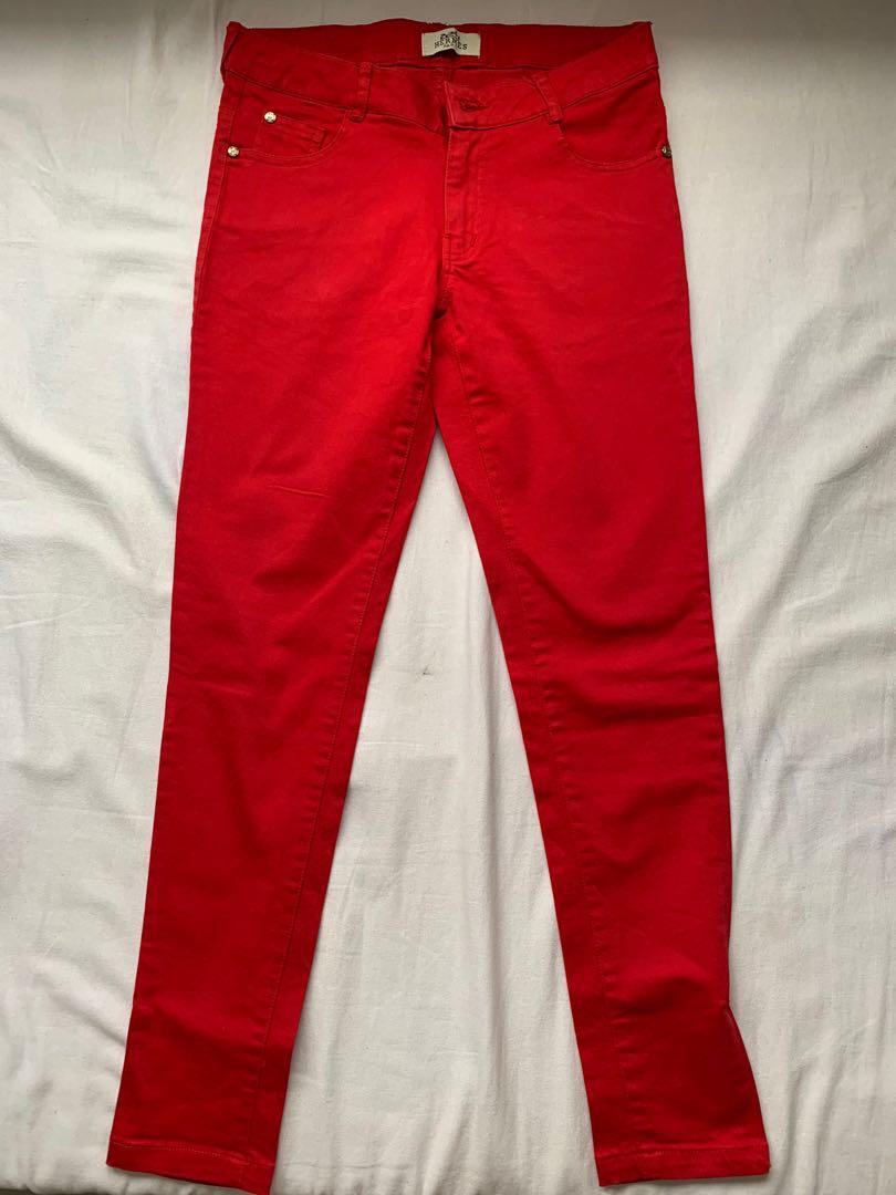 fire red jeans pants bottoms