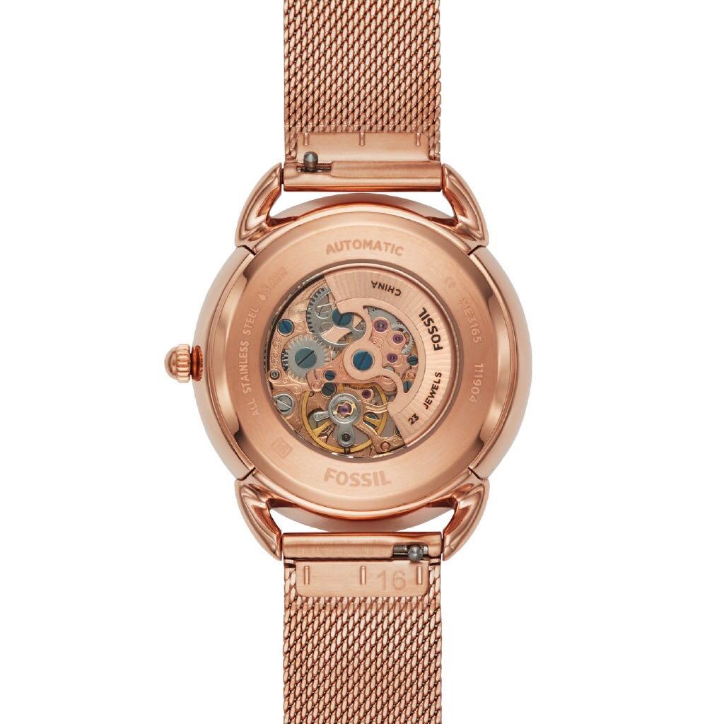 Fossil ME3165 Tailor Mechanical Automatic Rose Gold Tone Mesh Women Watch