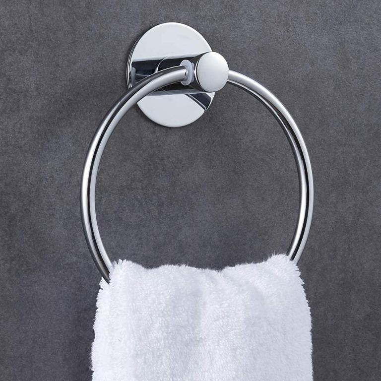 Towel Ring Self Adhesive No Drill Damage Wall Mounted Polished Stainless Steel 