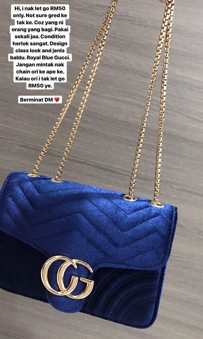Royal blue gucci bag deals