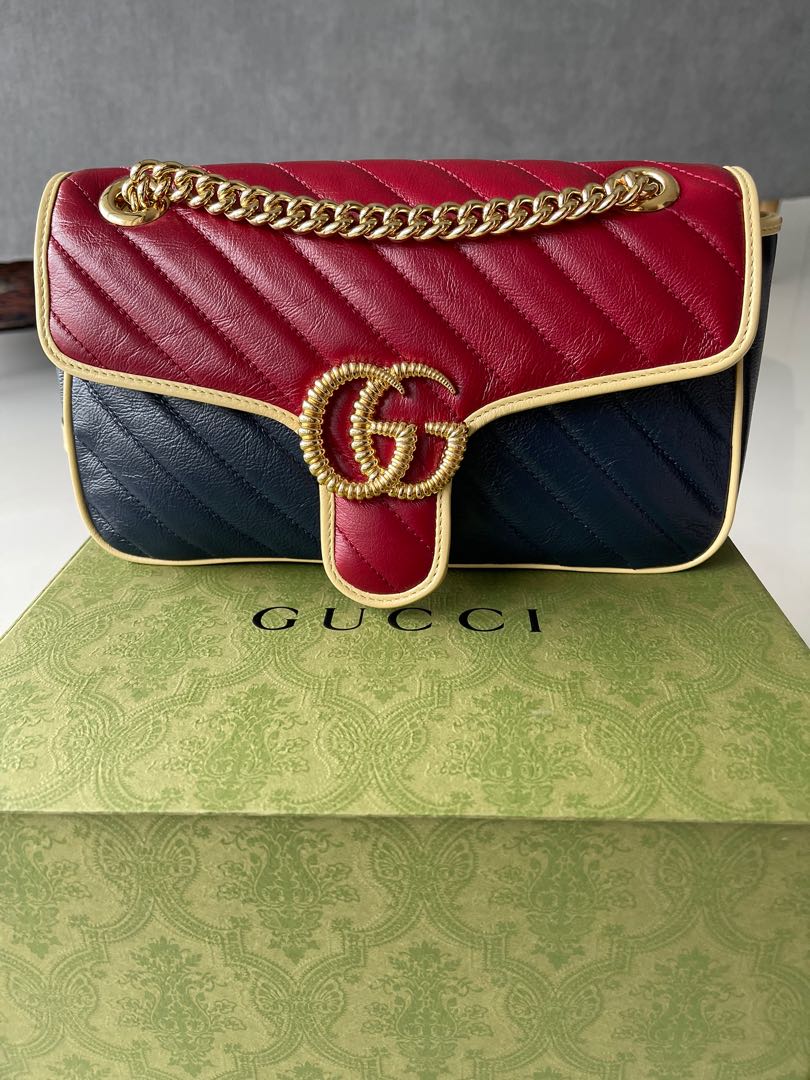 gucci marmont bolsa black and red