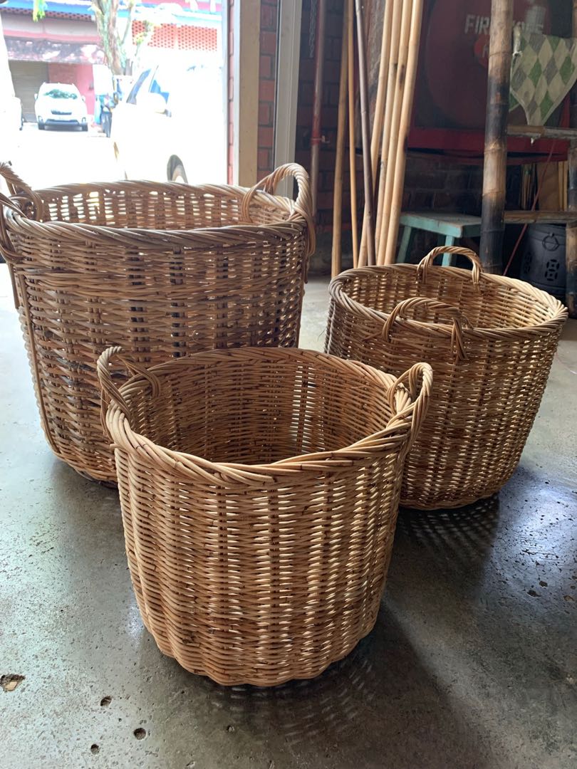 Handmade rattan baskets, Furniture & Home Living, Home Improvement
