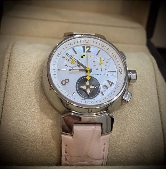 Louis Vuitton Tambour Lovely Cup $5,183 #LouisVuitton #watch #watches  #chronograph #sailing Steel chronograph wa…