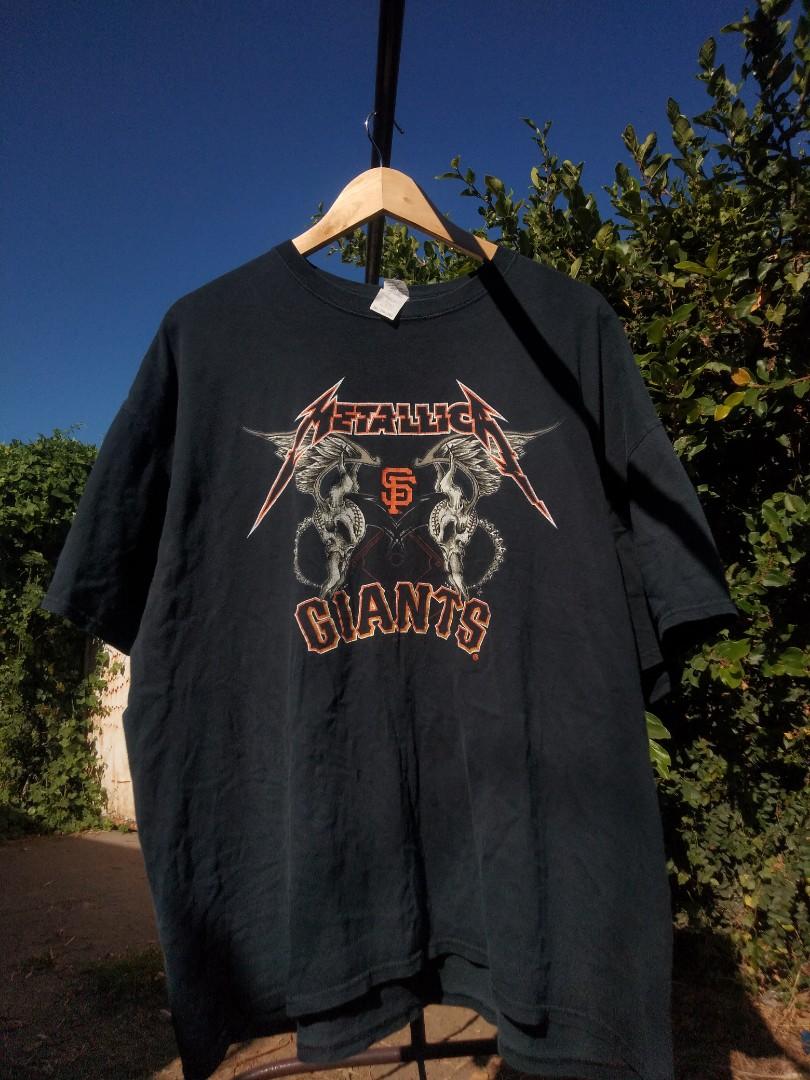 Men's San Francisco Giants Black Metallica Wings T-Shirt