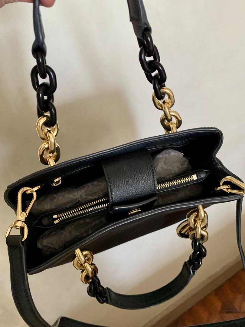 Cynthia saffiano leather satchel black clearance