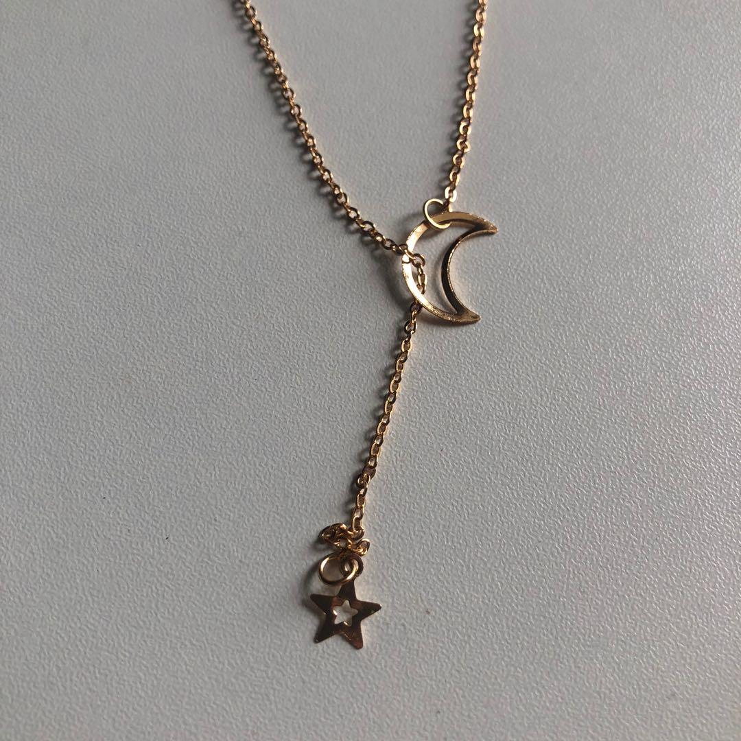 Moon \u0026 Star Necklace, Fesyen Wanita 