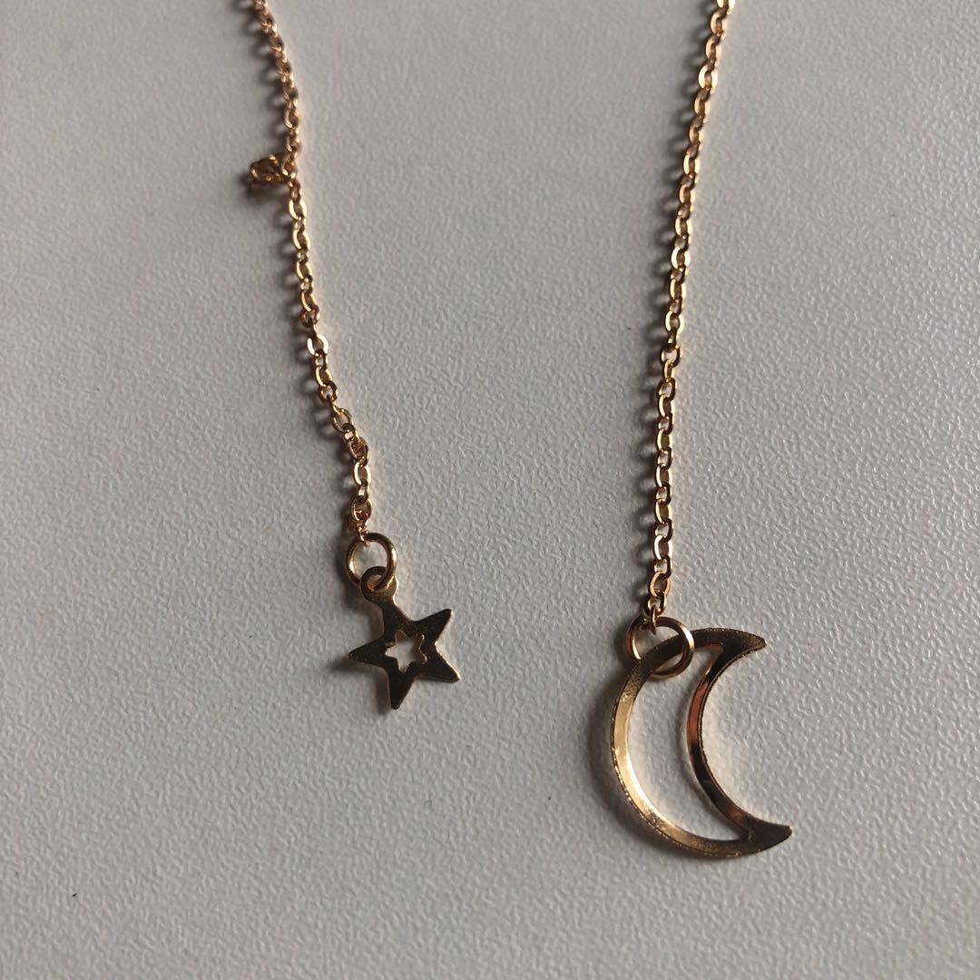 Moon \u0026 Star Necklace, Fesyen Wanita 