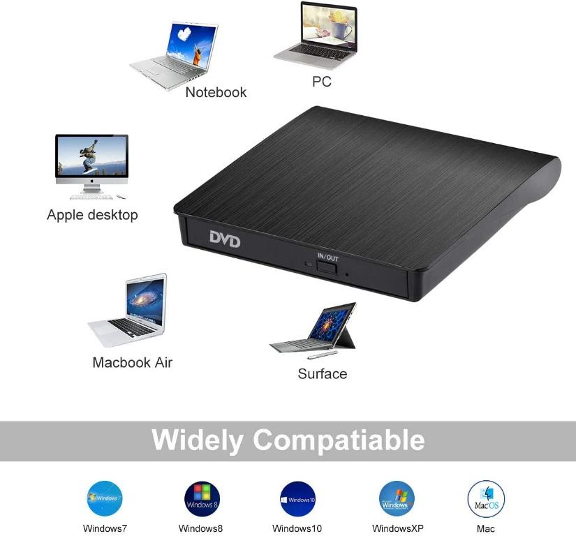 New Stock! External CD Drive, USB 3.0 Portable CD/DVD +/RW Drive Slim