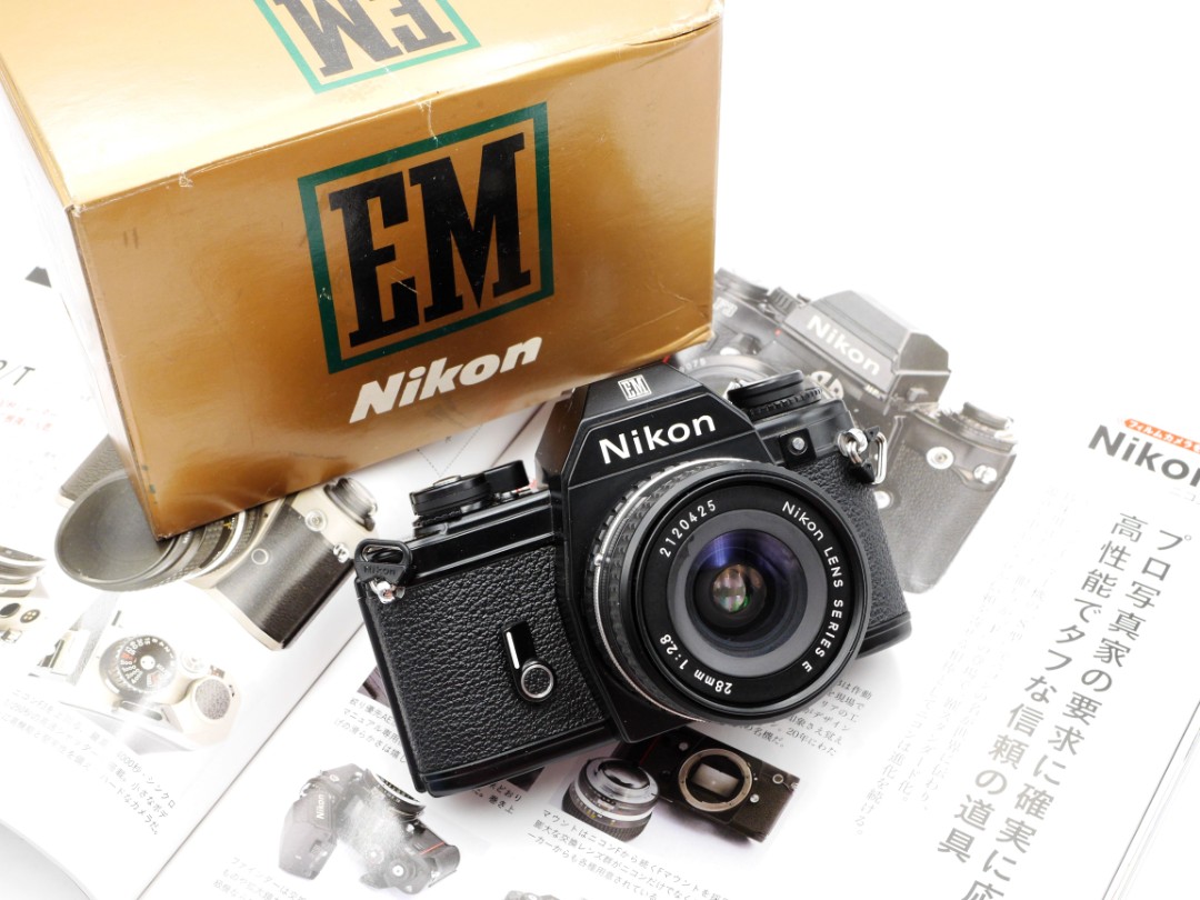 Nikon EM Film SLR + Nikon 28mm F2.8 with Box, Photography, Cameras on