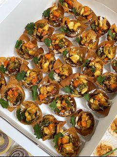 Nyonya Achar and Chicken in Wanton Cups