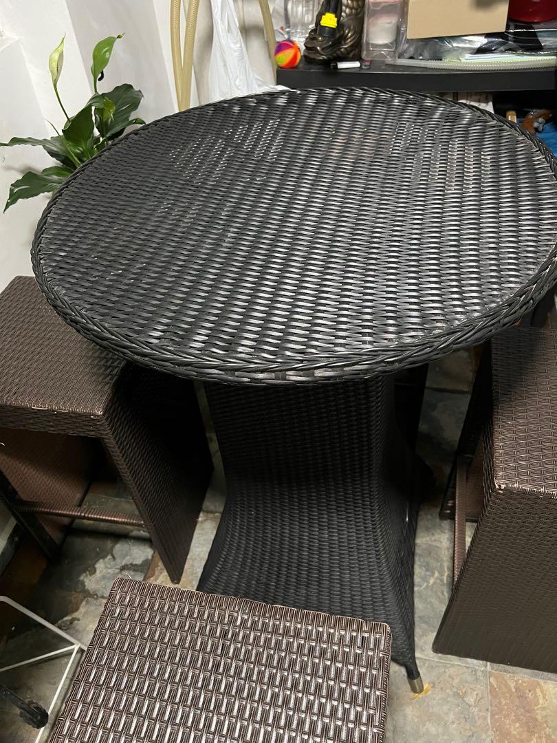 outdoor high table set with three chairs, Furniture & Home Living