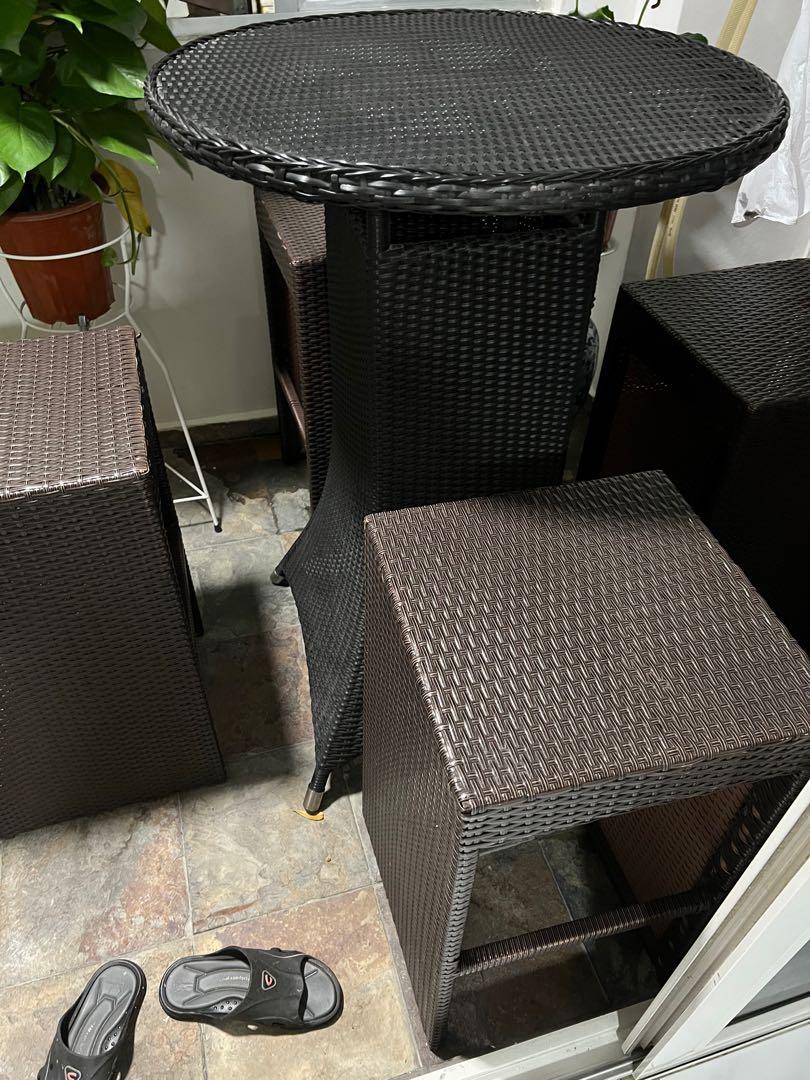 outdoor high table set with three chairs, Furniture & Home Living