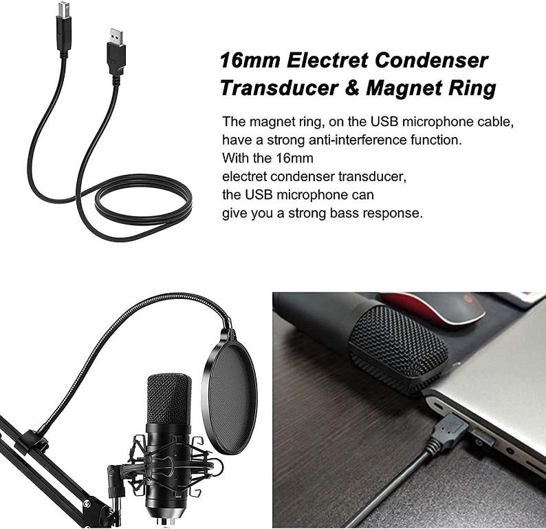 "PREUP Condenser Microphone Kit, USB Microphone Sets Professional