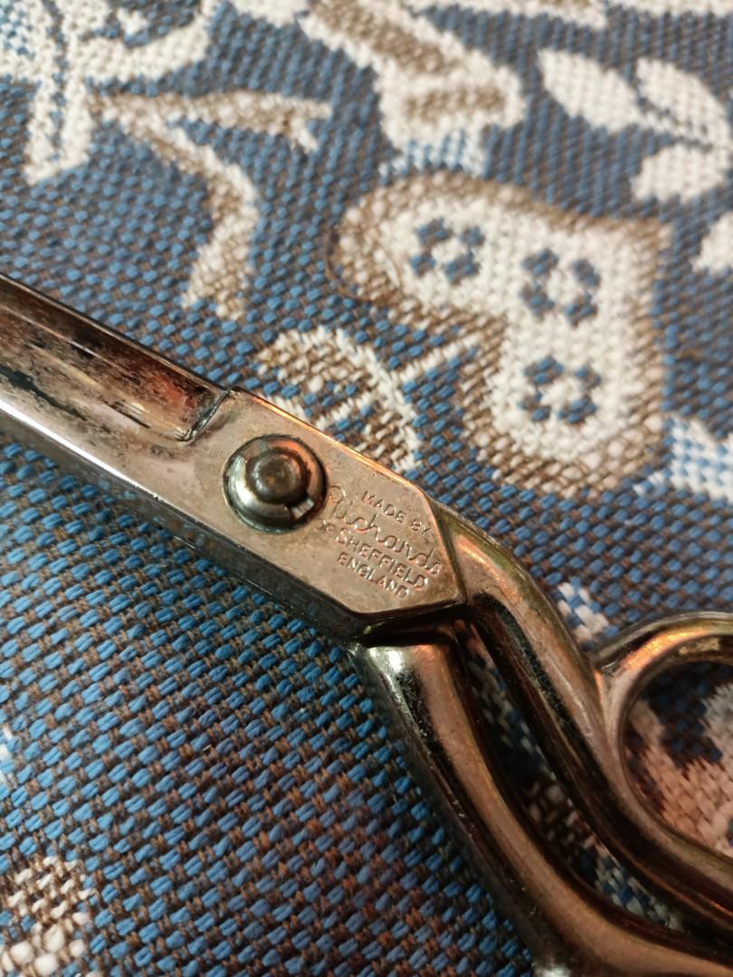 Vintage Golden Age Radiant Rustless Scissors by Richards of Sheffield,  Nickel Chrome Late 1950's, Inlaid Replaceable -  Sweden