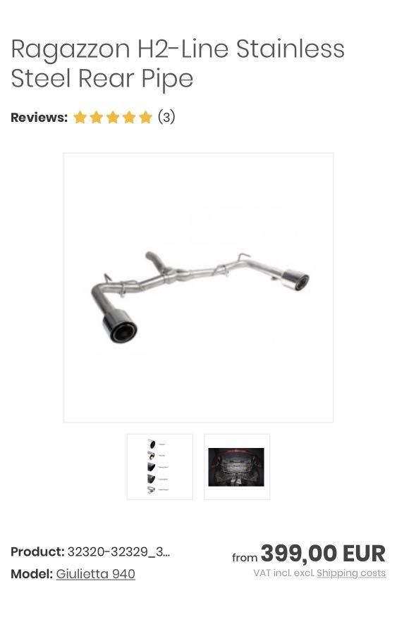 Ragazzon H2 Line Stainless Steel Rear Pipe Alfa Romeo Giulietta