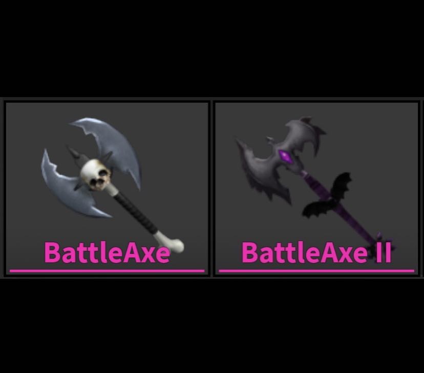 Roblox MM2 BattleAxe Set (BattleAxe + BattleAxe II), 遊戲機, 遊戲機裝飾配件, 遊戲