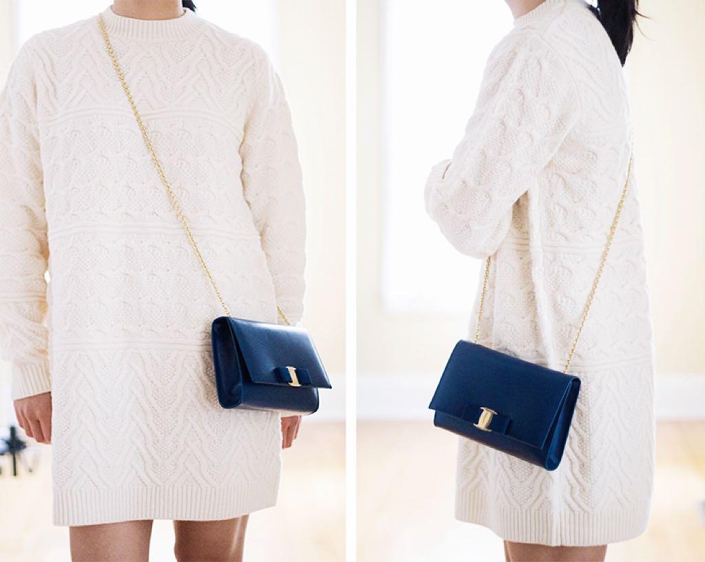 Salvatore Ferragamo Miss Vara Bow Mini Crossbody Bag Oxford Blu