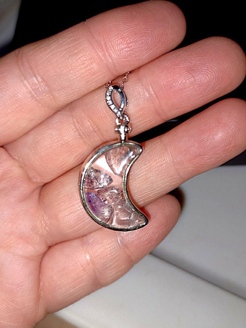 Fly me to the moon necklace Super 7 crystal