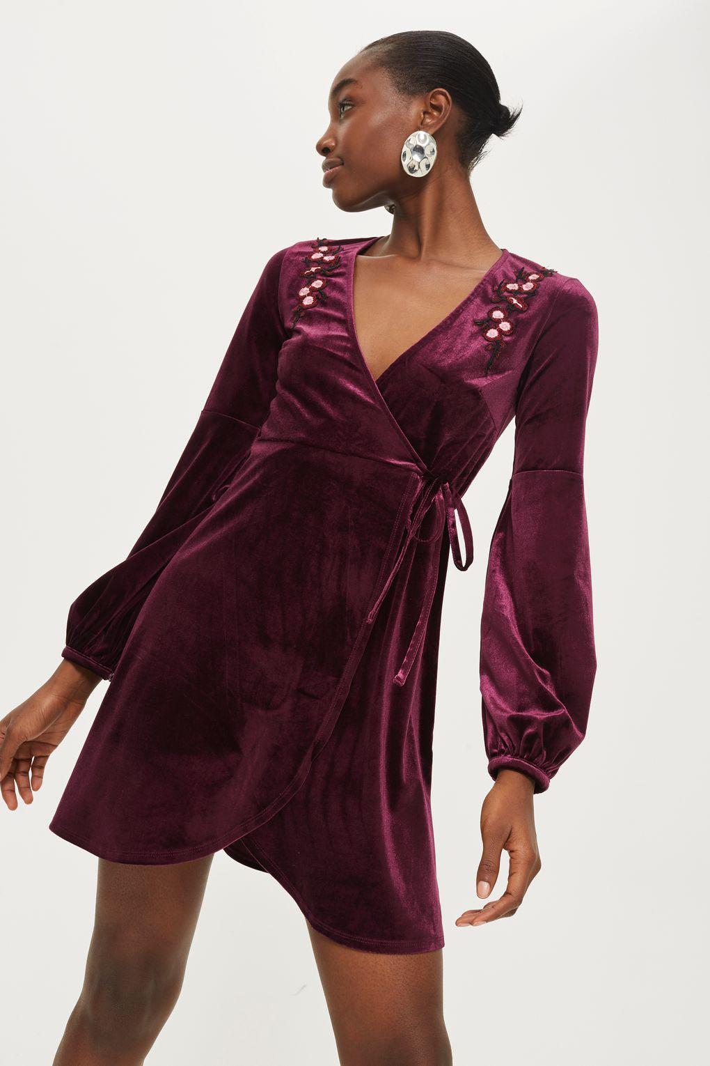 Topshop velvet wrap dress on sale